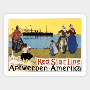 Antwerpen Amerika RED STAR LINE by Henri Cassiers c1899 Vintage Travel Wall Art Sticker